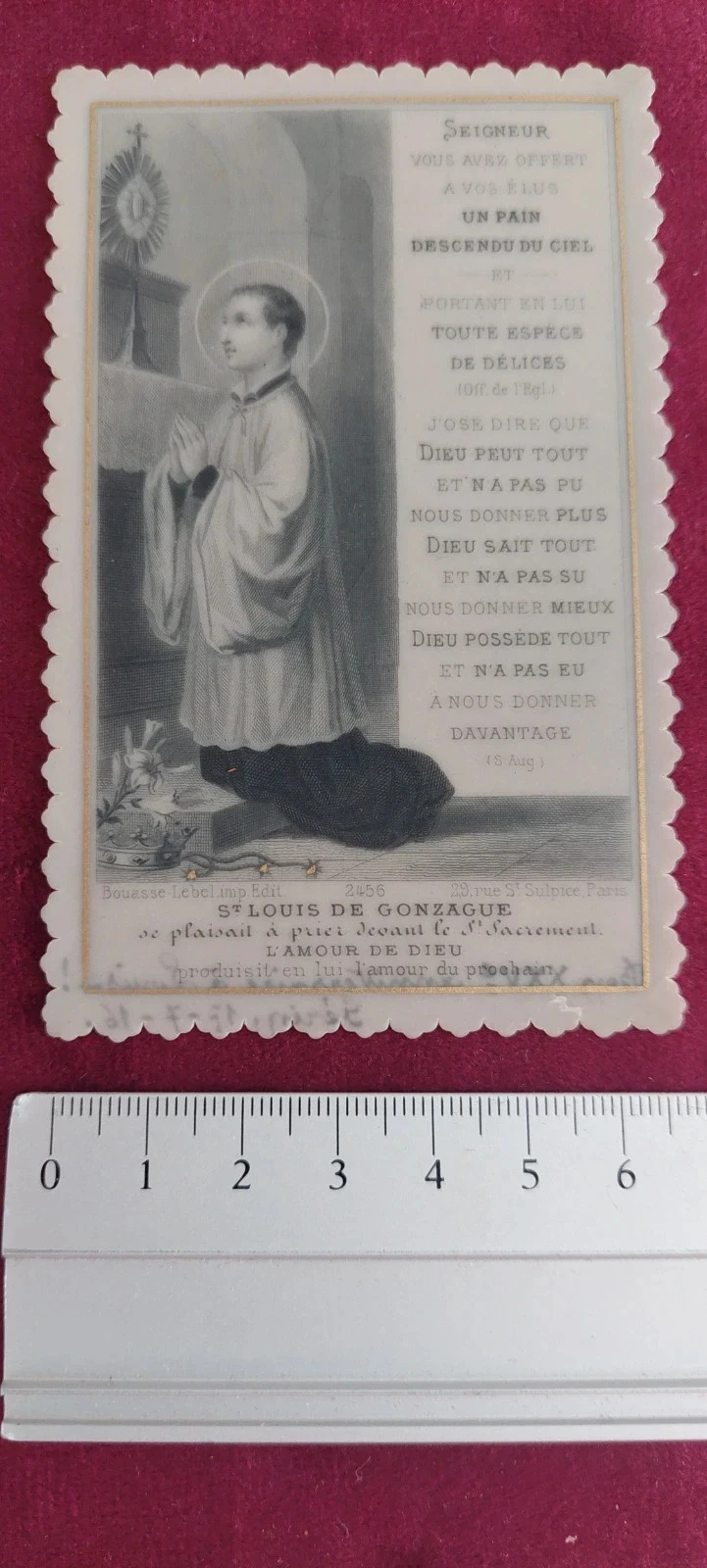 Image pieuse ancienne canivet plastique - Saint Louis de Gonzague - Bouasse-Lebel Paris – photo 4